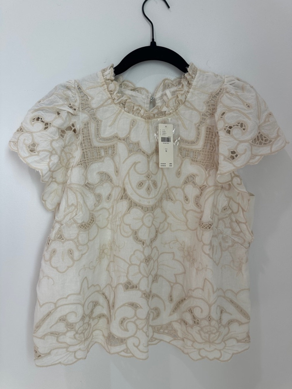 NWT Anthropologie Lainie High-Neck Lace Cutwork Blouse - Picture 3 of 5